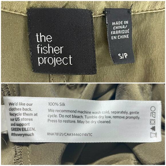 EILEEN FISHER The Fisher Project Olive Vintage Wash Silk Jumpsuit S FAIR COND - Picture 6 of 9